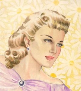 Violet Birch - Signed 1940 Watercolour, Lady in Purple