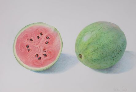 Vicky Cox (1943-1999) - Signed 20th Century Watercolour, Study of Watermelons