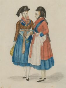 c.1820 Watercolour - Two Figures