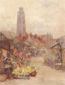 Early 20th Century Watercolour - Market Street