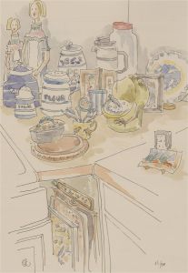 Jill Dickin - 1998 Watercolour, Kitchenware
