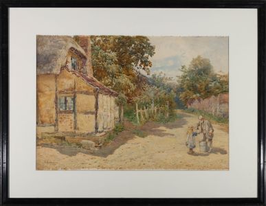 George Hodgson (1847-1921) - Framed Late 19th Century Watercolour, Cottage Lane