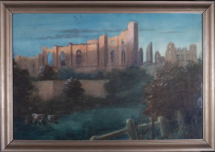 George Hunt - 1920 Watercolour, Landscape with Ruins and Cattle