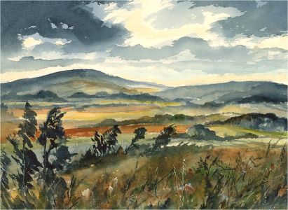 Louis Valentine - Mid 20th Century Watercolour, View of Fields