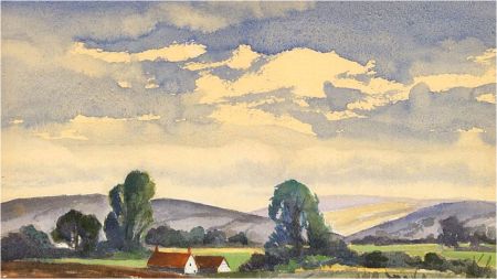 Louis Valentine - Mid 20th Century Watercolour, Two Cottages