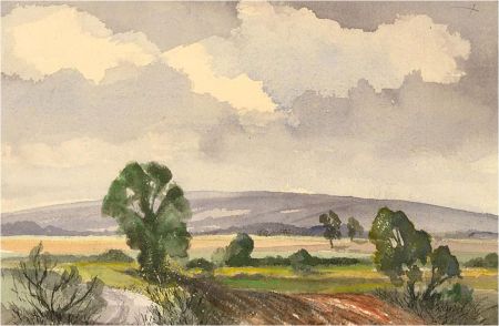 Louis Valentine - Mid 20th Century Watercolour, Rural Lane