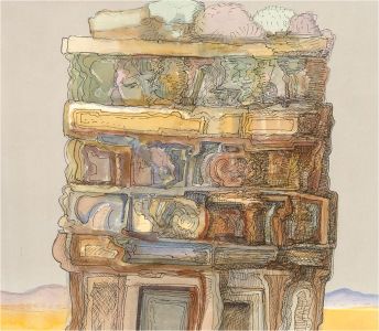 John Picking (b.1939) - 1998 Watercolour, Structure in a Plain