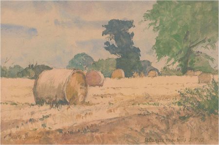 Keith Johnson (1931-2018) - 2012 Watercolour, September Straw Bales