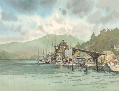 Keith Johnson (1931-2018) - Contemporary Watercolour, View with Boats