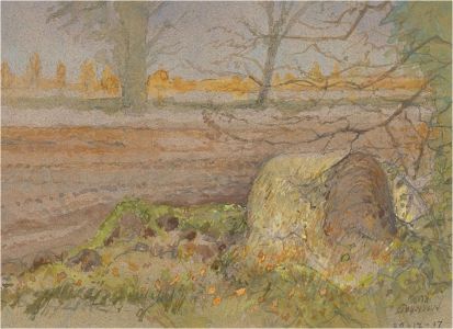 Keith Johnson (1931-2018) - 2017 Watercolour, A Bale of Hay