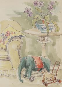 Jill Dickin - Contemporary Watercolour, Interior View with Toys
