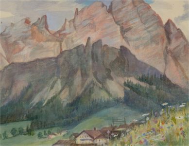 Early 20th Century Watercolour - Cortina & Monte Cristallo