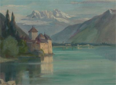 Early 20th Century Oil - Chateau de Chillon