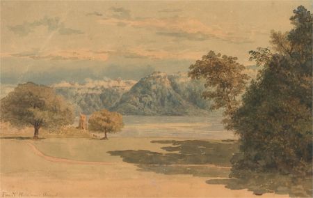 1838 Watercolour - Lake and Ruined Tower