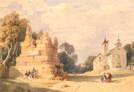 Mid 19th Century Watercolour - Church and Ruins