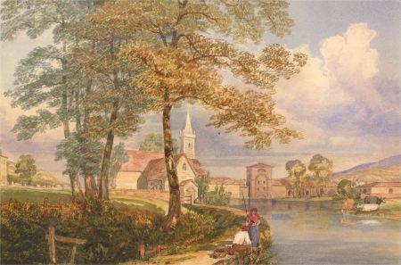 Mid 19th Century Watercolour - Fishing in the River