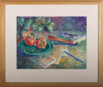 Fiona C. Goldbacher - 20th Century Watercolour, Tomatoes and Books