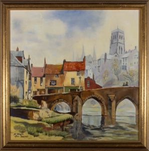 M. Wright after Merriott - 20th Century Oil, Durham Cathedral and Elvet Bridge