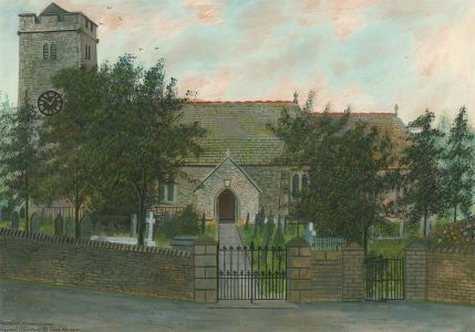 Obediah Hodges (1873-1937) - Early 20th Century Gouache, Gelligaer Parish Church