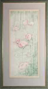 Pam Coombes - 1991 Watercolour, Flamingoes