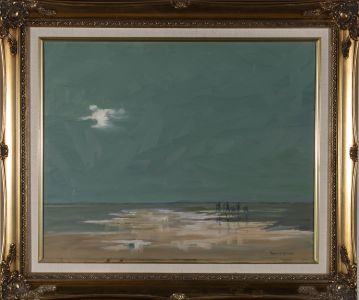 Harold Williams - Signed Contemporary Oil, Figures at High Tide