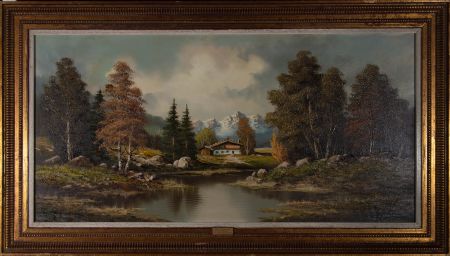 Orig E. Kentsch - 20th Century Oil, Mountain Chalet