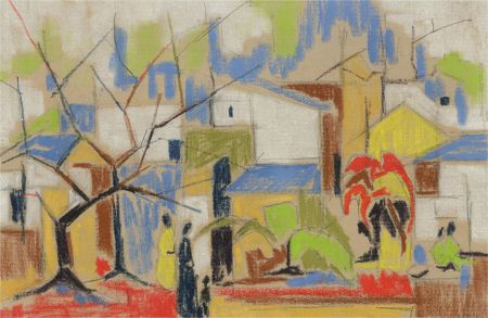 Attrib. Ian Simpson (1933-2011) - Contemporary Pastel, Molepolole, Botswana
