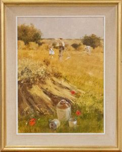 John Haskins (b.1938) - 20th Century Oil, The Lunch Break