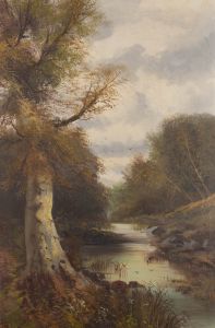 J. Williamson - Early 20th Century Oil, Silver Beech on the Banks of the Dee