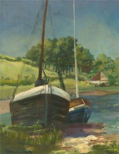 Diana Parker (1917-1971) - Mid 20th Century Oil, Boats on the Lake