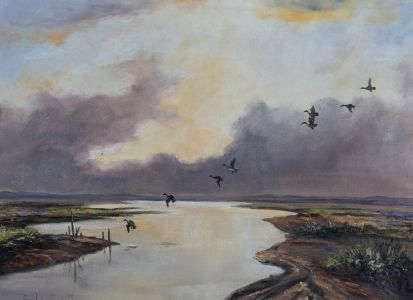 Shirley Carnt - Signed Mid 20th Century Oil, Ducks in Flight