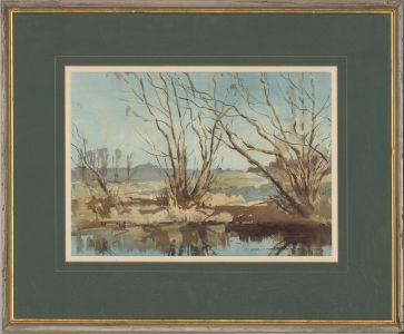 David Green - 1978 Watercolour, Winter Pool