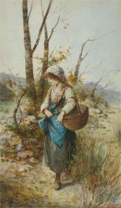 P. Lary - 19th Century Watercolour, Off to Market