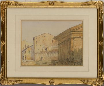 J.H.P. - 1863 Watercolour, Classical Temple