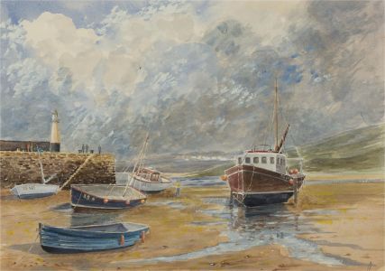 J.A. Pusey - Double-Sided 1994 Watercolour, St Ives and Polperro