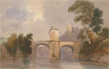 Early 20th Century Watercolour - Bridge by the Ruins