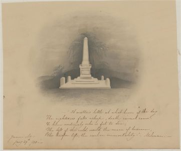 1838 Graphite Drawing - Obelisk Gravestone and Epitaph