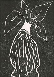 Lorella Bianco - 2021 Linoprint, Bust with Plant II
