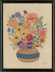 C. S - Mid 20th Century Embroidery, Floral Embroidery