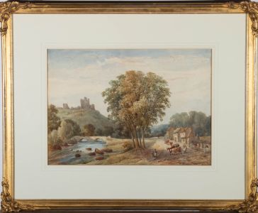 William Walter Wheatley (1811-1885) - Watercolour, Village by the Ruins