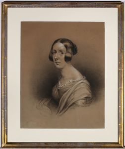 T. P. Downs  - 1844 Charcoal Drawing, Portrait of Marianne Johnson
