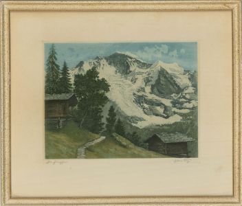 Hans Frey - 1923 Aquatint, The Jungfrau
