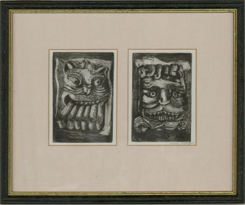 Monica Reddyhoff - Contemporary Etching, Two Gargoyles