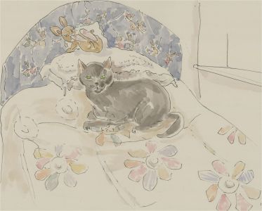 Jill Dickin - Contemporary Watercolour, Children's Room with Cat