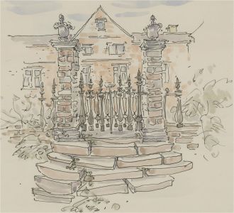 Jill Dickin - 2000 Watercolour, Manor House, Derbyshire