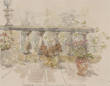 Jill Dickin - 1998 Watercolour, A Cheeky Squirrel