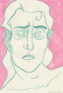 Isabelle Mulvany - 2021 Gouache, Woman In Pink And Teal