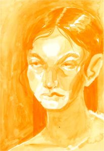 Isabelle Mulvany - 2019 Gouache, Orange Frown