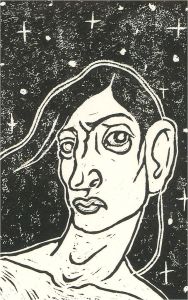 Isabelle Mulvany - 2019 Linoprint, Moonlit Suspicion II