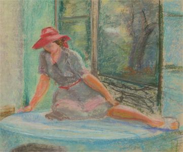 Mid 20th Century Pastel - Pink Hat And Green Room